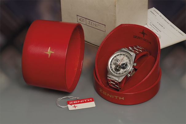 A very fine and rare stainless steel chronograph wristwatch with date, tachymeter scale, Gay Frères bracelet, guarantee, presentation box, and hang tag.